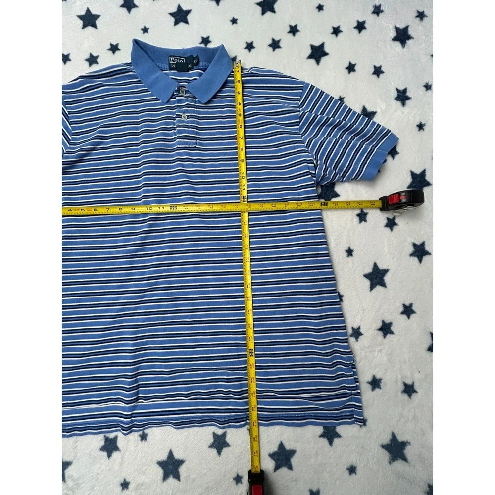 Polo Ralph Lauren Polo Shirt Mens XXL Blue Striped Pony Logo Short Sleeve